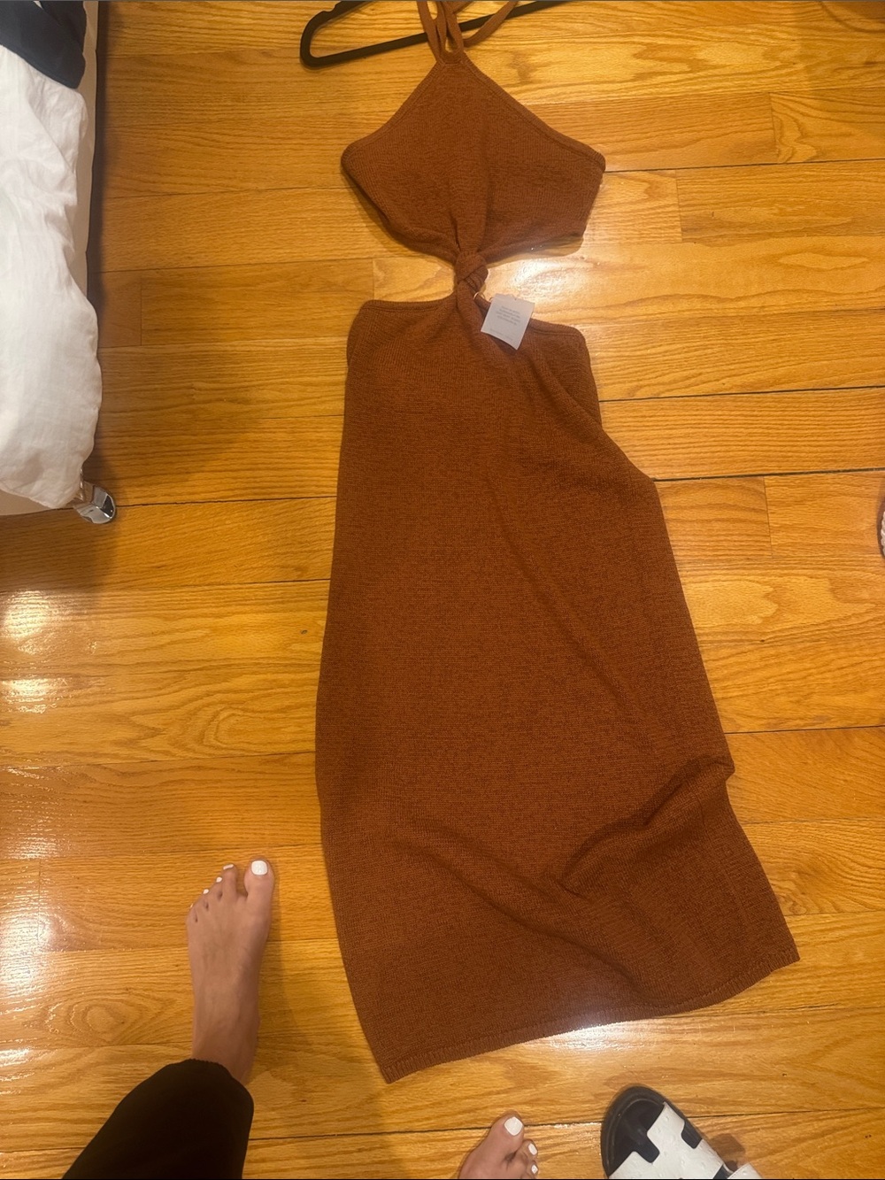 cult gaia Rust Brown Halter Cutout Midi Dress - Picture 3 of 7